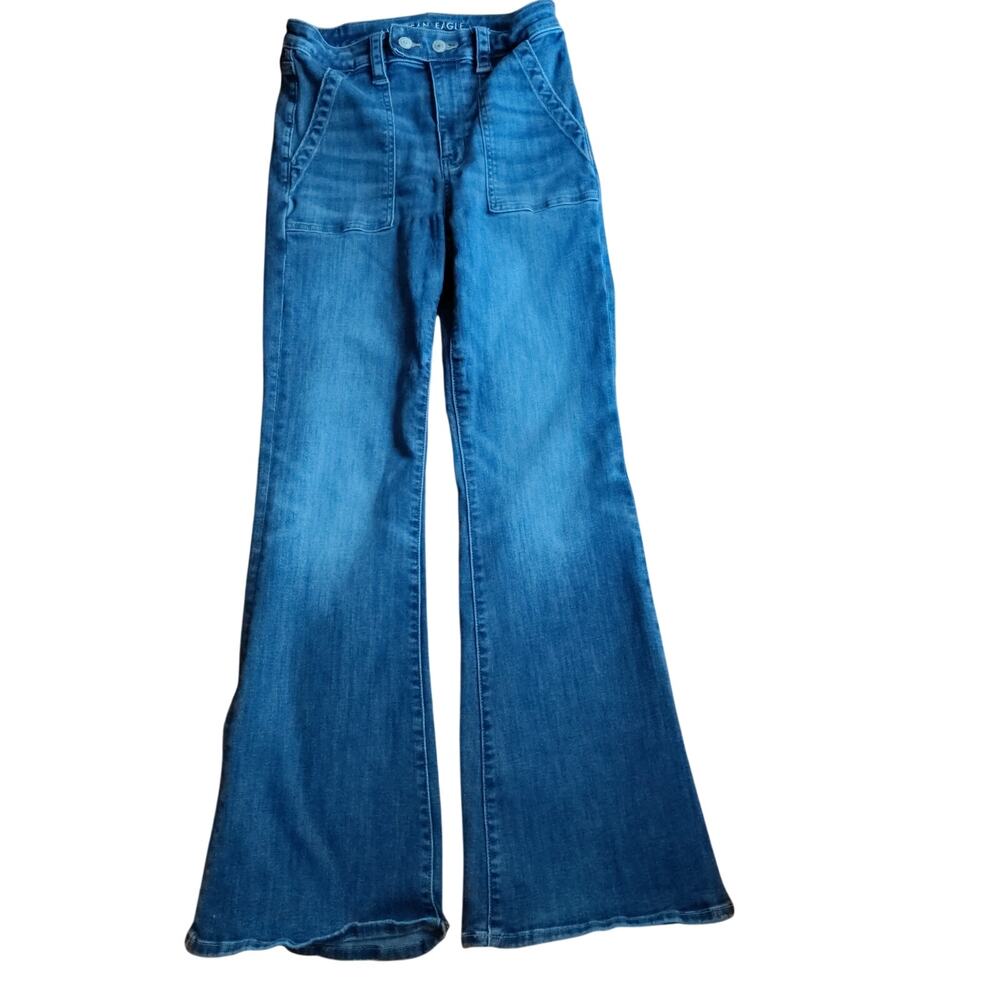 American Eagle Next Level Stretch Straight Leg Jeans Size 6 Medium Wash 30”